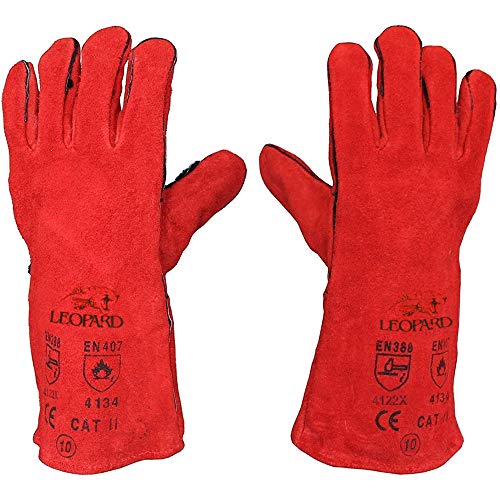 1 x Welding Gloves Long Leather Gaunlets Heat Resistant Lined MIG ARC Welders